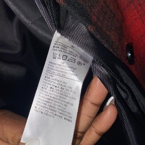 BANANA REPUBLIC FACTORY WOMAN RED PLAID LONG SHACKET COAT SIZE M .NEW WITH TAGS - Picture 8 of 11